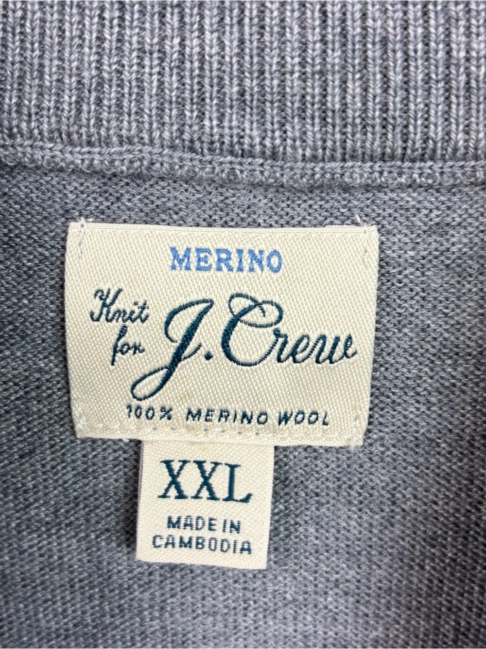J. Crew Merino Wool Dark Gray Quarter Zip Pullover
